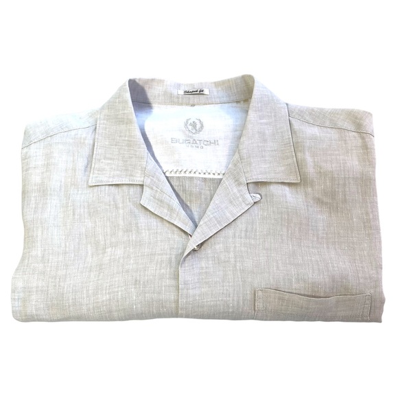 Bugatchi Other - Bugatchi Uomo 100% Linen Short Sleeve Button Down Shirt "Shaped Fit" Size LG/XLG
